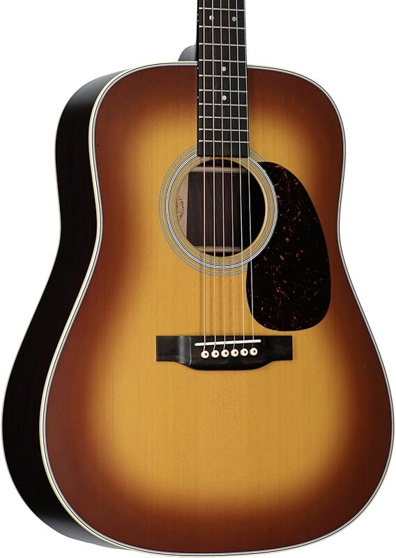 Martin D-28 Satin Acoustic Guitar (with Case), Amberburst, Full Left Front