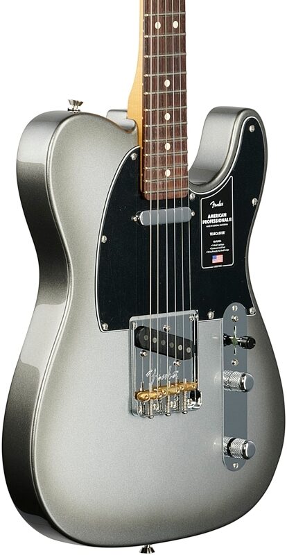 Fender American Pro II Telecaster Electric Guitar, Rosewood Fingerboard (with Case), Mercury, Full Left Front