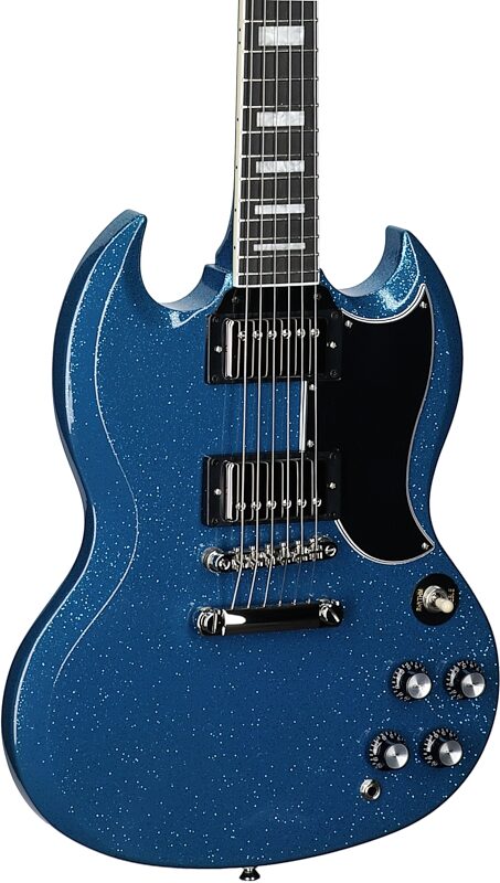 Epiphone Exclusive SG Custom Electric Guitar, Blue Sparkle, Full Left Front