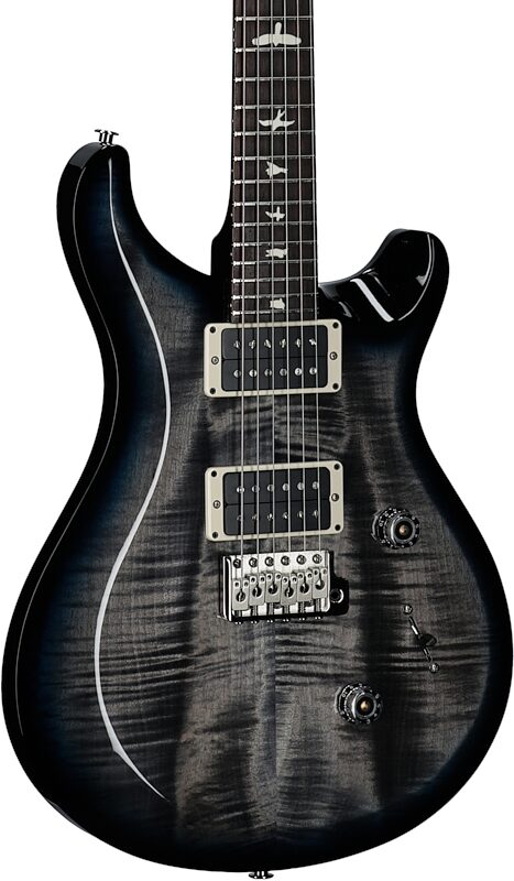 PRS Paul Reed Smith S2 Custom 24 Gloss Pattern Thin Electric Guitar (with Gig Bag), Faded Gray Black Blue Smokeburst, Full Left Front