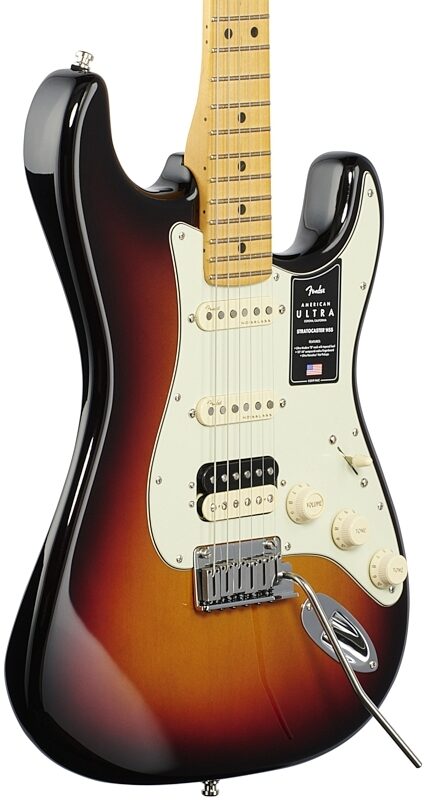 Fender American Ultra Stratocaster HSS Electric Guitar, Maple Fingerboard (with Case), Ultraburst, Full Left Front