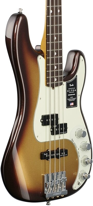 Fender American Ultra Precision Electric Bass, Rosewood Fingerboard (with Case), Mocha Burst, Full Left Front