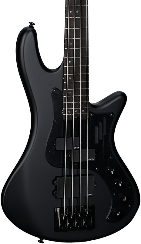 Schecter Stiletto Stealth-4 Pro Electric Bass, Satin Black, Full Left Front