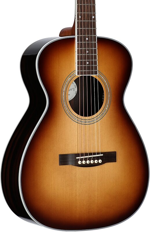 Guild M-260E Deluxe Concert Acoustic-Electric Guitar, Edge Burst, Full Left Front