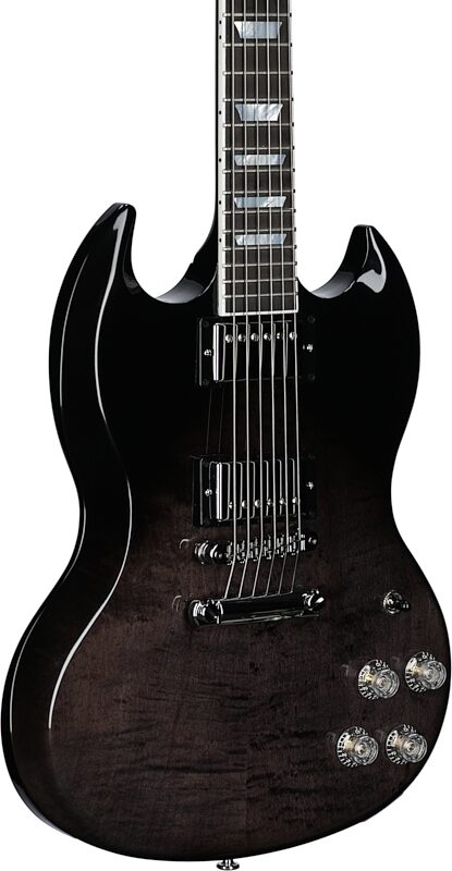 Gibson SG Modern Electric Guitar (with Case), Transparent Black Fade, 18-Pay-Eligible, Full Left Front