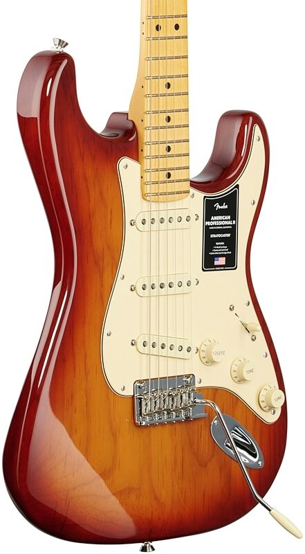 Fender American Pro II Stratocaster Electric Guitar, Maple Fingerboard (with Case), Sienna Sunburst, USED, Blemished, Full Left Front