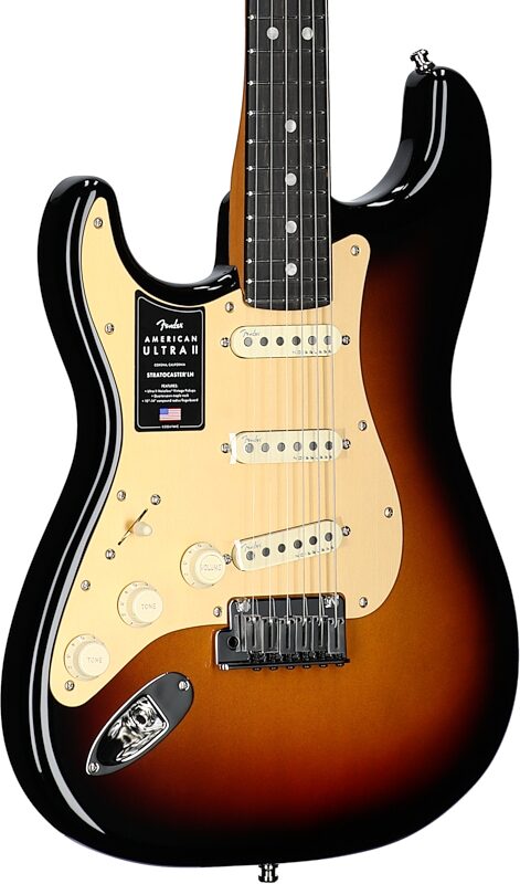 Fender American Ultra II Stratocaster Electric Guitar, Left-Handed (Ebony Fingerboard, with Case), Ultraburst, Full Left Front
