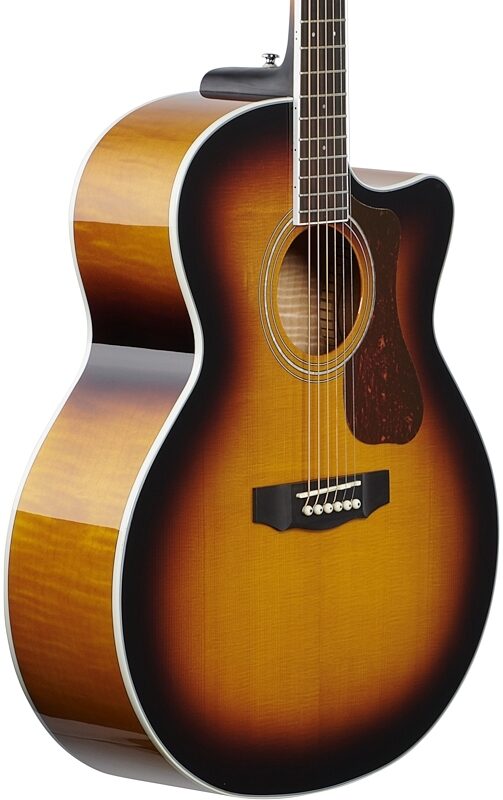 Guild F-250CE Jumbo Cutaway Acoustic-Electric Guitar, Flame Maple, Full Left Front