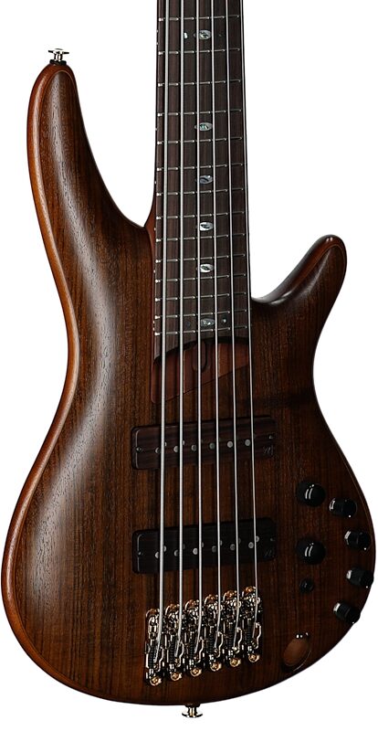Ibanez SR5506 Prestige Electric Bass, 6-String (with Case), Mocha Flat, Full Left Front