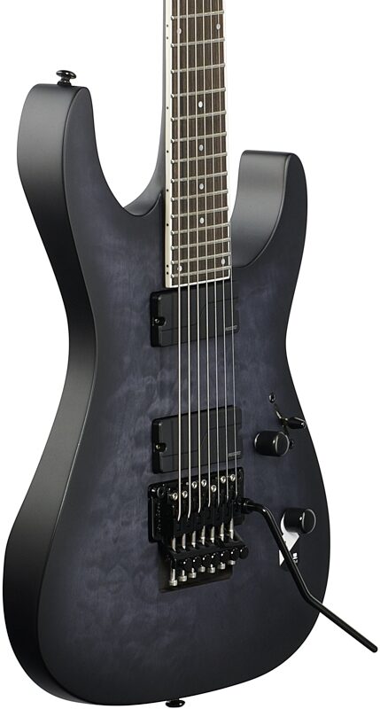 ESP LTD M-1007QM Electric Guitar, 7-String, See-Thru Black Satin, Full Left Front