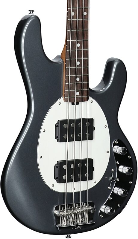 Sterling by Music Man StingRay Ray34HH Electric Bass (with Gig Bag), Charcoal Frost, Full Left Front