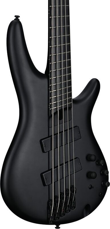 Ibanez SRMS625EX Iron Label Electric Bass, 5-String, Black Flat, Full Left Front