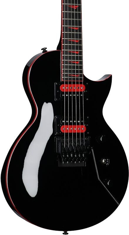 Kramer Assault 220FR Electric Guitar, Black with Red Bind, Full Left Front
