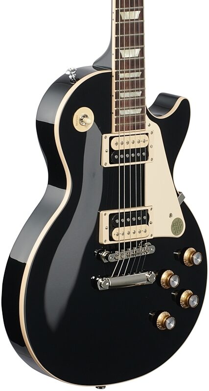 Gibson Les Paul Classic Electric Guitar (with Case), Ebony, 18-Pay-Eligible, Full Left Front