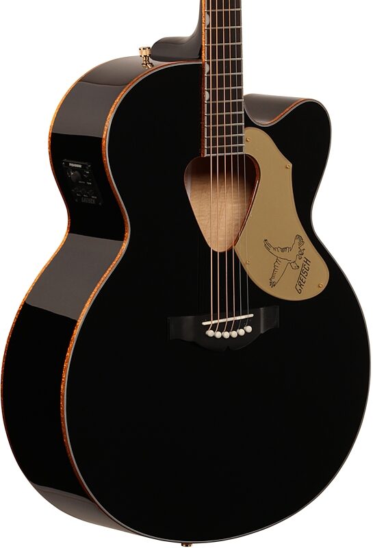 Gretsch G5022CBFE Rancher Falcon Jumbo Acoustic-Electric Guitar, Black, Full Left Front