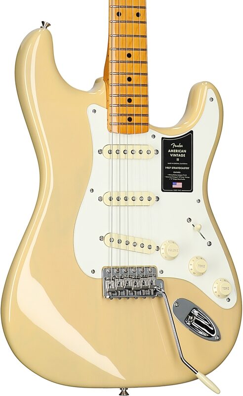 Fender American Vintage II 1957 Stratocaster Electric Guitar, with Maple Fingerboard (and Case), Vintage Blonde, Full Left Front