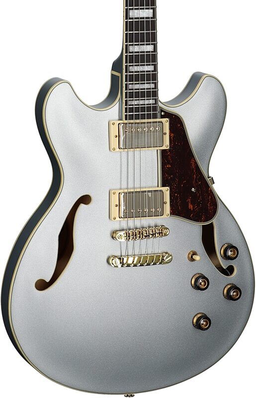 Ibanez AS73G Artcore Semi-Hollowbody Electric Guitar, Moonstone Silver Flat, Full Left Front