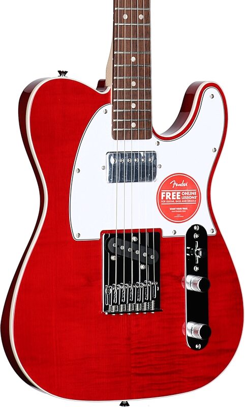 Squier Affinity Telecaster FMT SH Electric Guitar, with Laurel Fingerboard, Crimson Red Transparent, Full Left Front