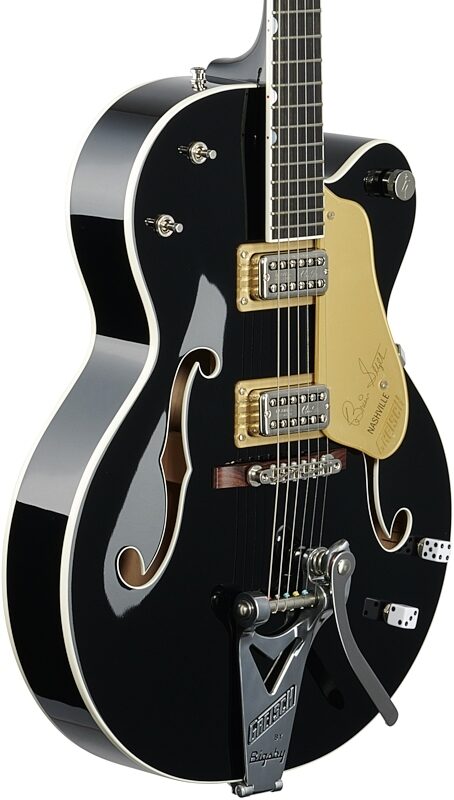 Gretsch G6120T-BSNSH Pro Brian Setzer Signature Electric Guitar (with Case), Black Lacquer, Full Left Front