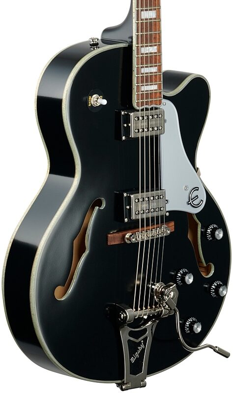 Epiphone Emperor Swingster Electric Guitar, Black Aged Gloss, Full Left Front