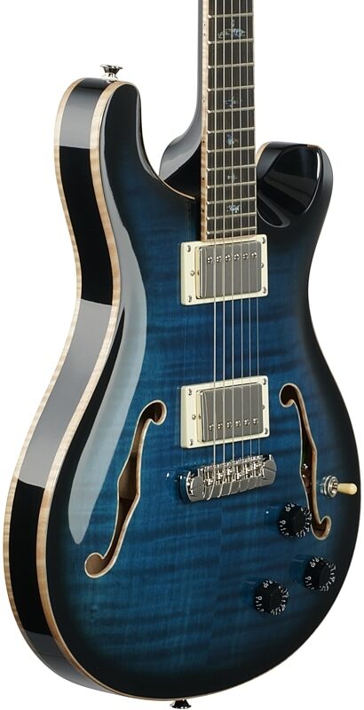 PRS Paul Reed Smith SE Hollowbody II Piezo Electric Guitar (with Case), Peacock Blue, Full Left Front