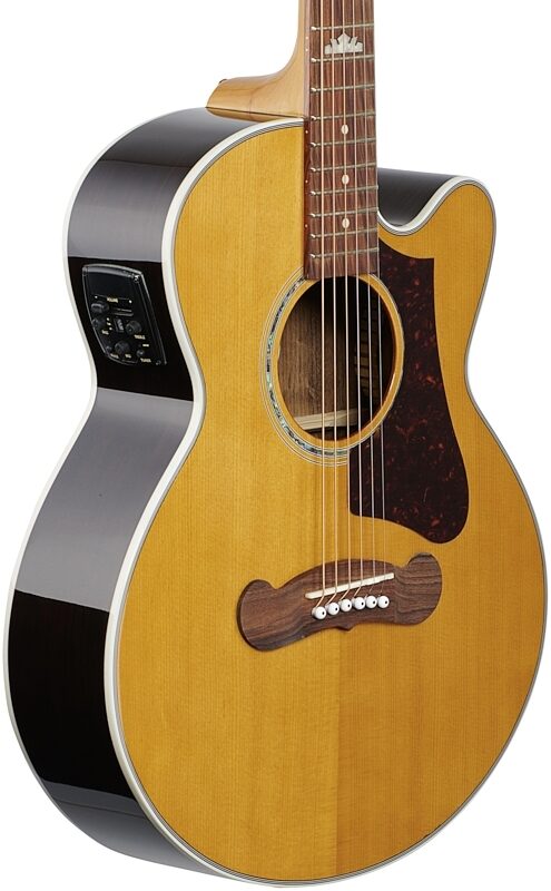 Epiphone J-200 EC Studio Parlor Acoustic-Electric Guitar, Vintage Natural, Blemished, Full Left Front