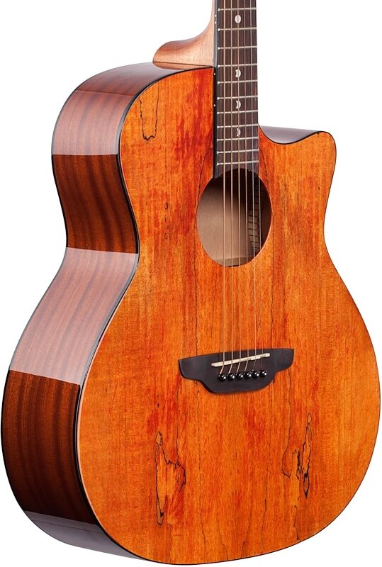 Luna Gypsy Grand Auditorium Acoustic Guitar, Exotic Spalted Maple, Full Left Front