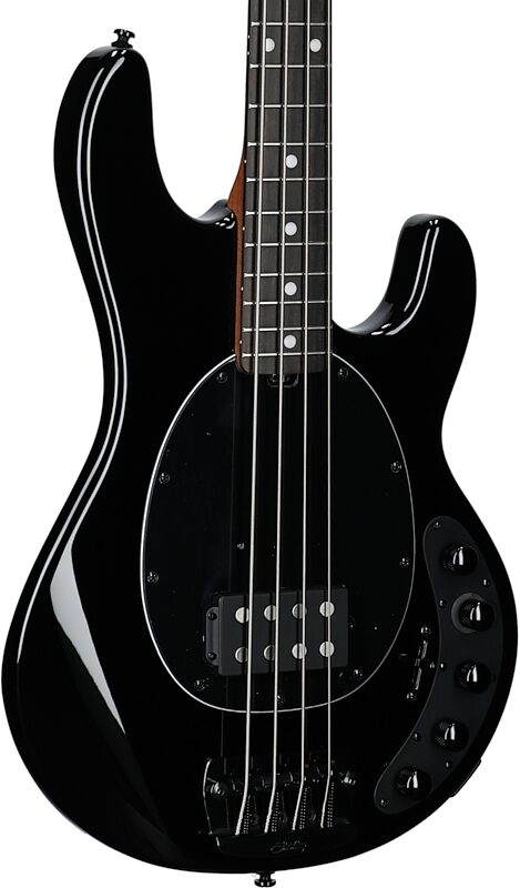 Sterling by Music Man DarkRay Electric Bass (with Gig Bag), Black, Full Left Front