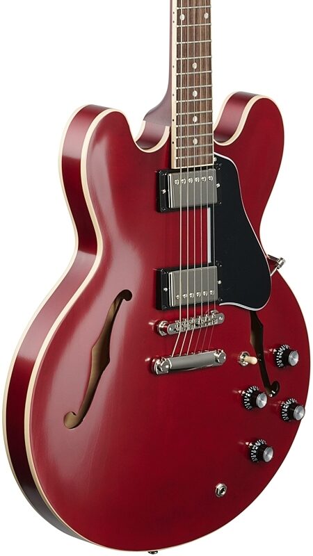 Gibson ES-335 Dot Satin Electric Guitar (with Case), Cherry, Full Left Front