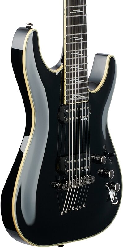 Schecter C-7 Blackjack Electric Guitar, 7-String, Gloss Black, Full Left Front