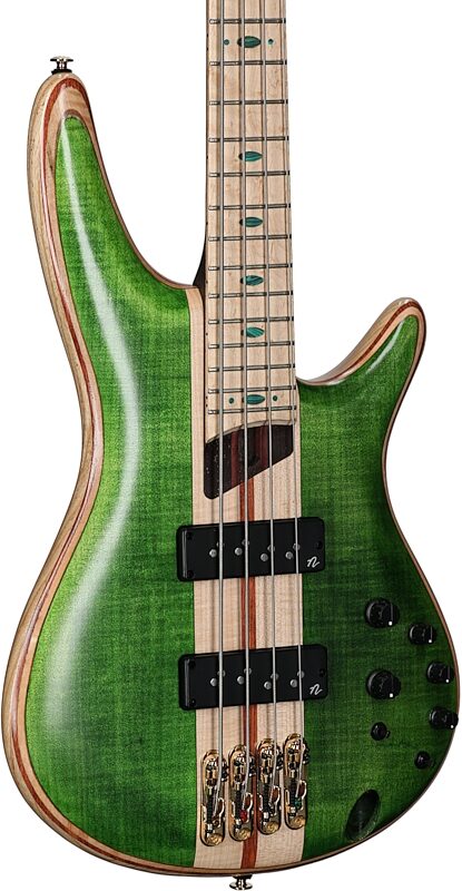 Ibanez SR4FMDX Premium Electric Bass (with Gig Bag), Emerald Green, Full Left Front