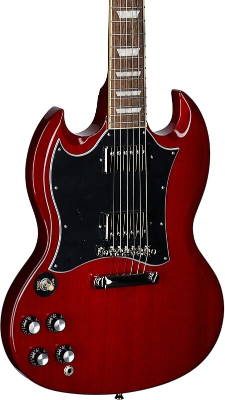 Epiphone Inspired by Gibson SG Standard Electric Guitar, Left-Handed (with Gig Bag), Cherry, Full Left Front
