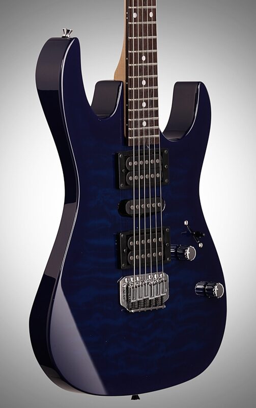 Ibanez GRX70QA Electric Guitar, Transparent Blue Burst, Full Left Front