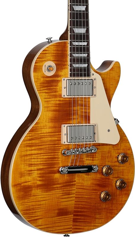 Gibson Les Paul Standard 50s Custom Color Electric Guitar, Figured Top (with Case), Honey Amber, Scratch and Dent, Full Left Front