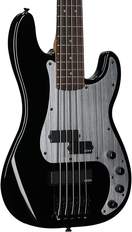 Squier Contemporary Active Precision Bass PH V 5-String Bass Guitar, with Laurel Fingerboard, Black, Full Left Front