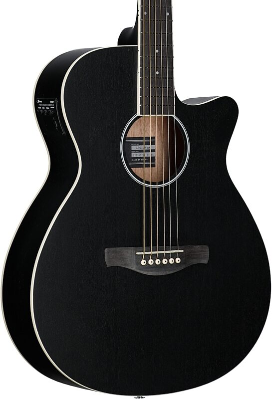 Ibanez AEG7M Acoustic-Electric Guitar, Weathered Black Open Pore, Full Left Front