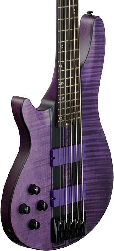 Schecter C-5 GT Electric Bass, Left-Handed, Satin Transparent Purple, Full Left Front