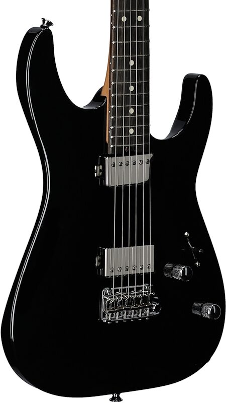 Charvel Limited Edition Super Stock DKA22 Electric Guitar, Ebony Fingerboard (with Gig Bag), Gloss Black, Full Left Front
