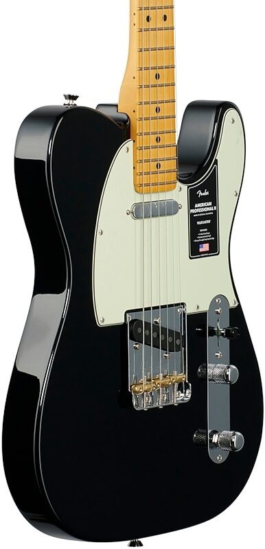 Fender American Professional II Telecaster Electric Guitar, Maple Fingerboard (with Case), Black, Full Left Front