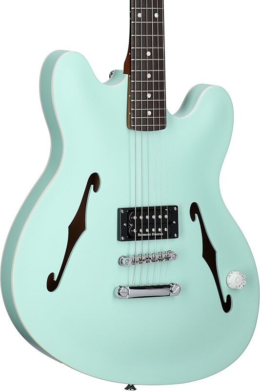 Fender Tom DeLonge Starcaster Electric Guitar, Satin Surf Green, Full Left Front