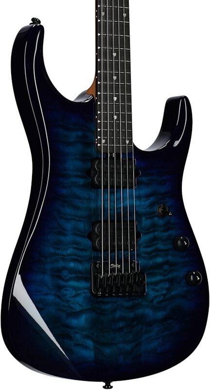 Sterling by Music Man John Petrucci JP150D QM Electric Guitar (with Gig Bag), Cerulean Blue, Full Left Front