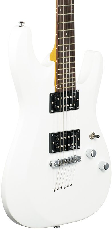 Schecter C-6 Deluxe Electric Guitar, Satin White, Full Left Front