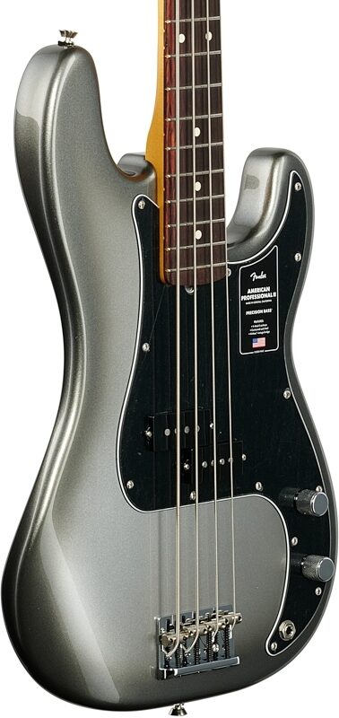 Fender American Pro II Precision Electric Bass, Rosewood Fingerboard (with Case), Mercury, Full Left Front