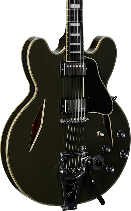 Epiphone Exclusive Shinichi Ubukata ES-355 Custom Electric Guitar (with Case), Olive Drab, Full Left Front