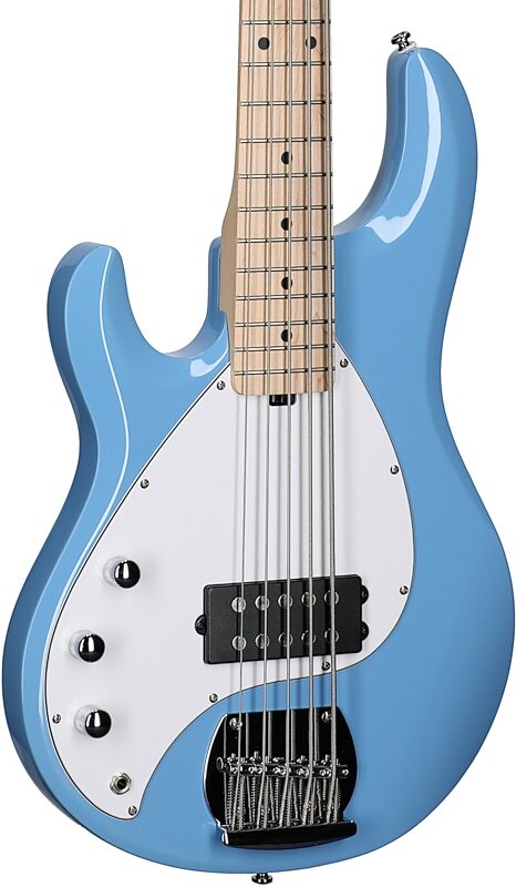 Sterling by Music Man Ray5LH Electric Bass, Left-Handed, Chopper Blue, Full Left Front