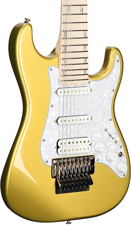 ESP LTD Javier Reyes JRV-8 Electric Guitar (with Case), Metallic Gold, Full Left Front