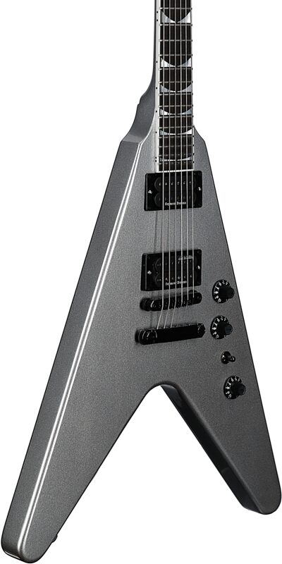 Gibson Dave Mustaine Flying V EXP Electric Guitar (with Case), Silver Metallic, Full Left Front