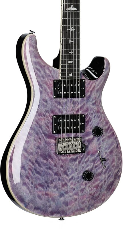 PRS Paul Reed Smith SE Custom 24 Quilt Top Electric Guitar (with Gig Bag), Violet, Full Left Front