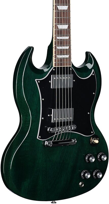 Gibson SG Standard Custom Color Electric Guitar (with Soft Case), Transparent Teal, Full Left Front