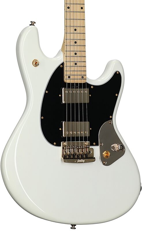 Sterling by Music Man Jared Dines StingRay Electric Guitar (with Gig Bag), Olympic White, Full Left Front